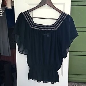 Sheer Black Chiffon Top